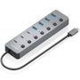 Aisens Hub USB 3.2 Gen2 10G USB-C con 8 puertos y PD 3.0 100W, Gris
